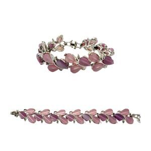 Vintage Pink Lavender Moonglow Lucite Thermoset Link Bracelet